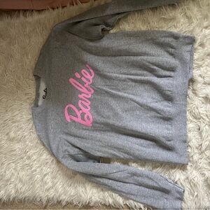 Barbie Heather Gray Sweatshirt with Pink Logo